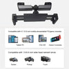 Black adjustable mount designed to hold tablets on a vehicle for rear seat entertainment.