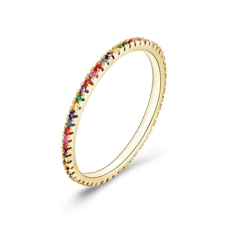 Colorful CZ Stackable Ring with 14k Gold Plating