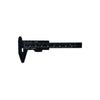 Black plastic vernier caliper tool used for inside, outside, depth, and step measurements.