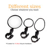 Three different sizes of 360° adjustable bicycle rearview mirrors shown for selection