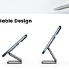 A foldable magnetic wireless charging stand for an iPhone, Apple Watch, and AirPods shown in various angles.