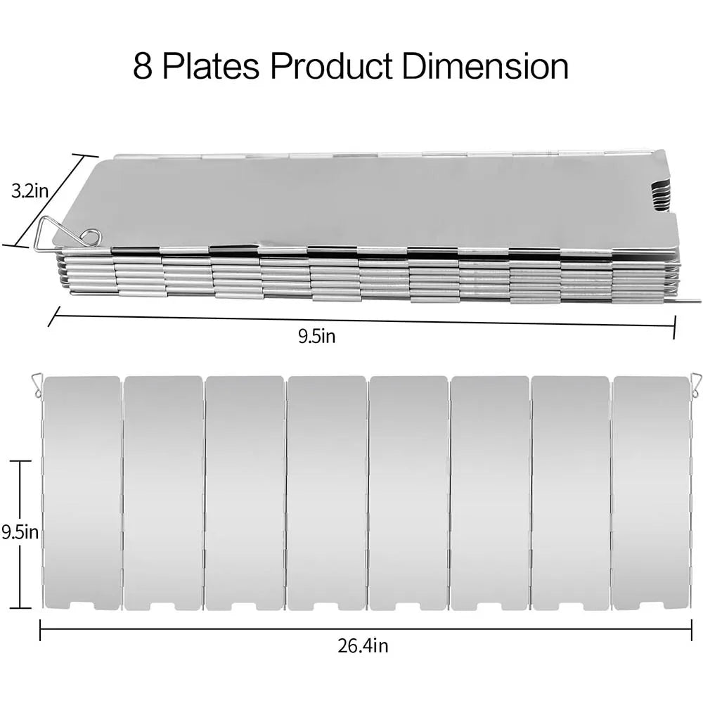 Eight plates product dimension showing a rectangular plate measuring 9.5 inches long and 3.2 inches thick.