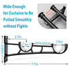 Black heavy duty double curtain rod brackets for wall mounting, designed to allow curtains to be pulled smoothly.