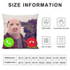 A white novelty throw pillow featuring a cartoon pig face and various size options.