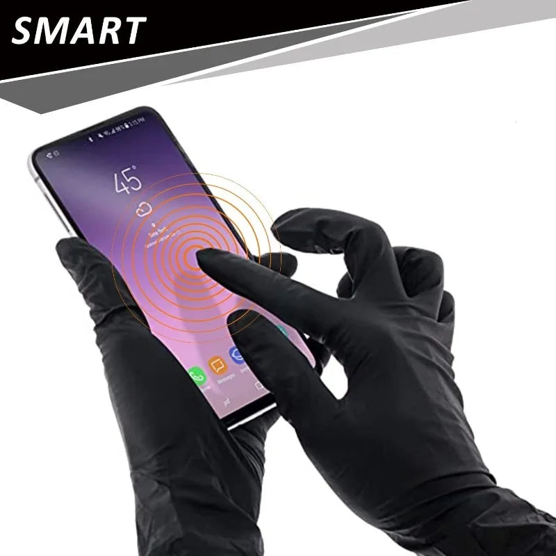 Heavy-Duty Black Nitrile Disposable Gloves (Latex-Free)