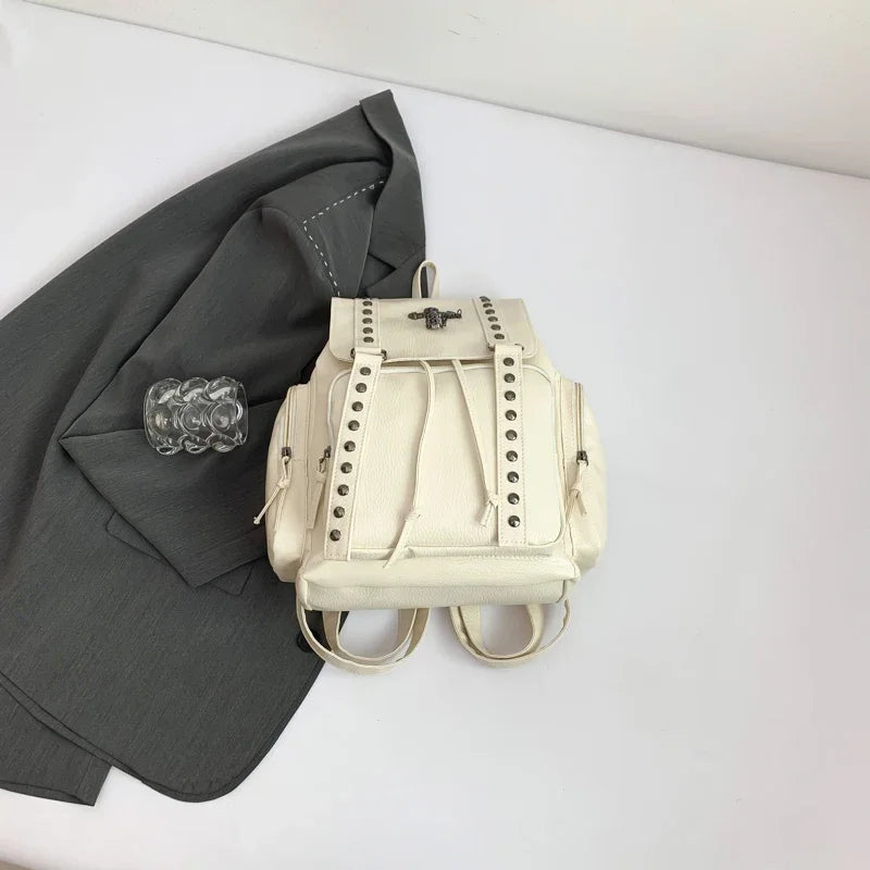 Gothic PU Leather Backpack with Rivet Accents