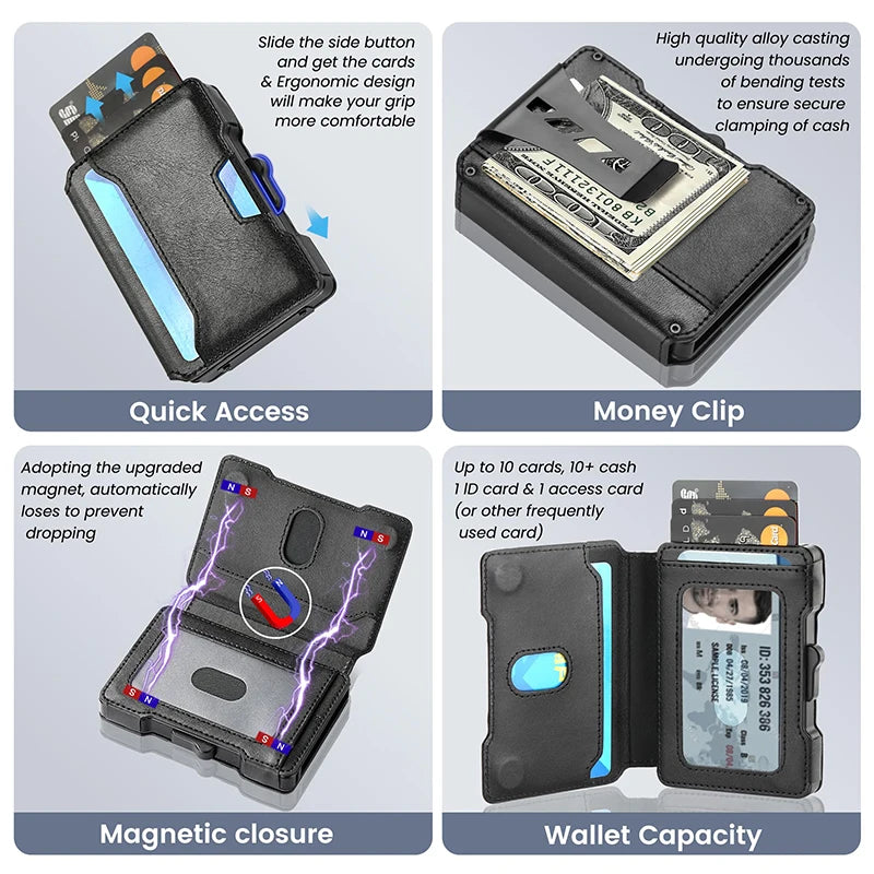 Aluminum Pop-Up Card Case Wallet with RFID Blocking