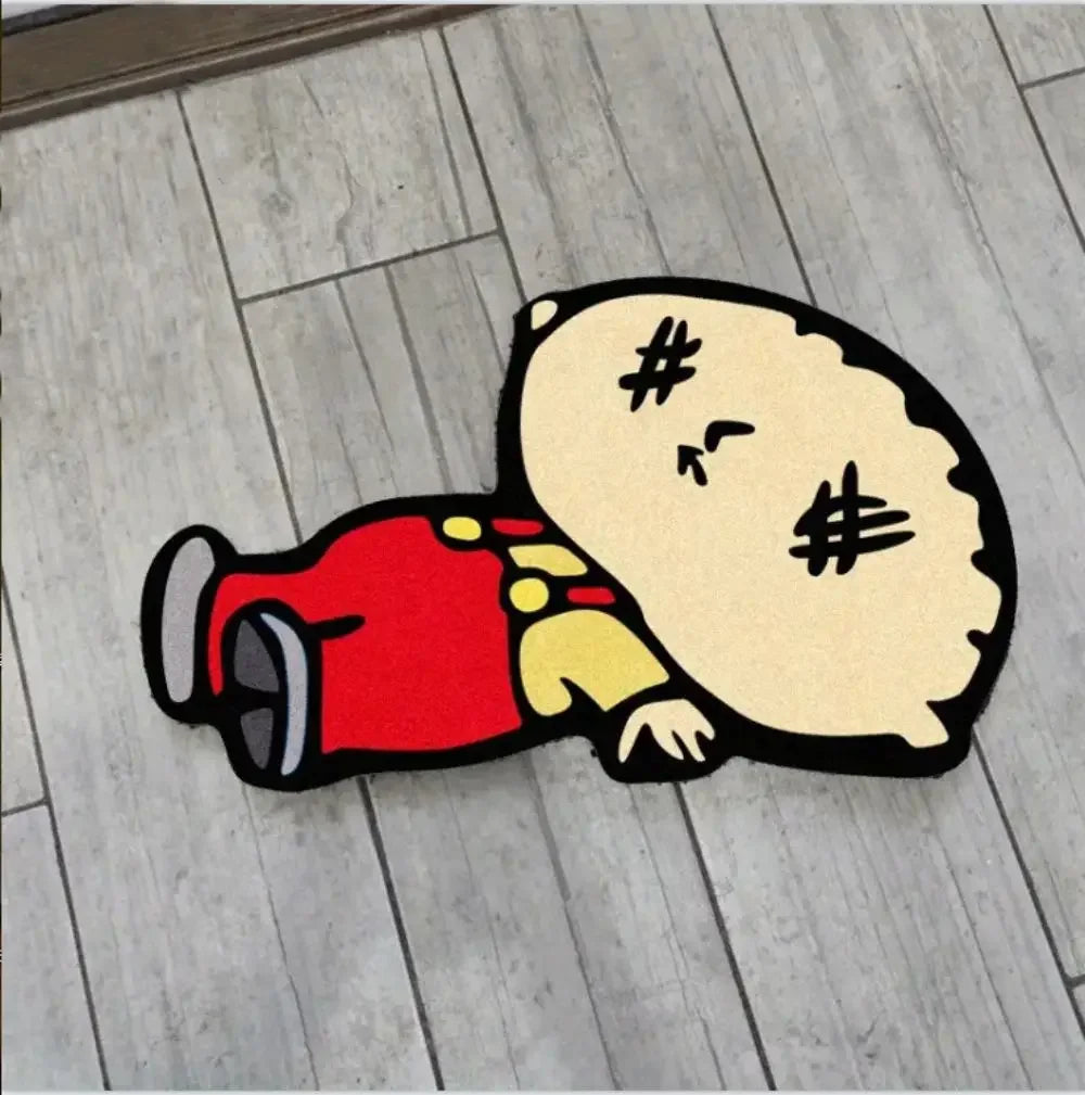 A cute cartoon character illustration of a sleeping face wearing a red shirt and yellow accents.