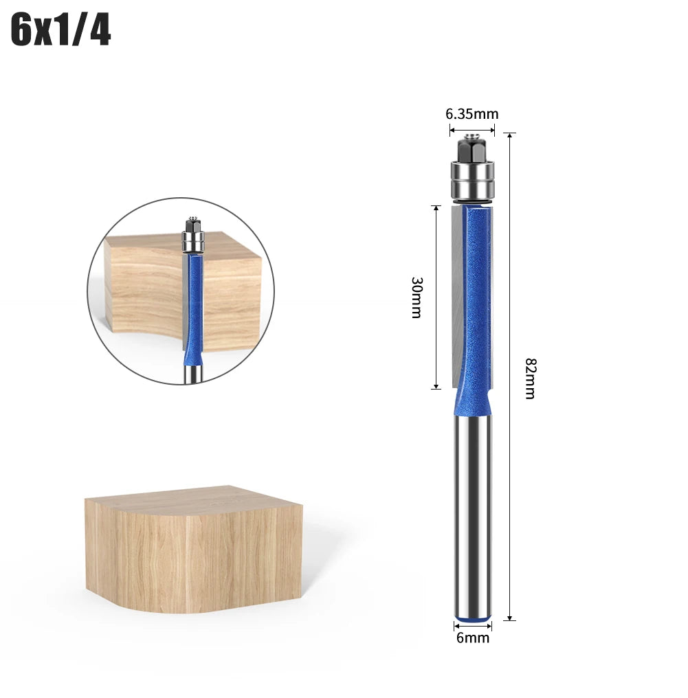 Flush Trim Router Bits with Dual Bearings – Set of 4 Sizes