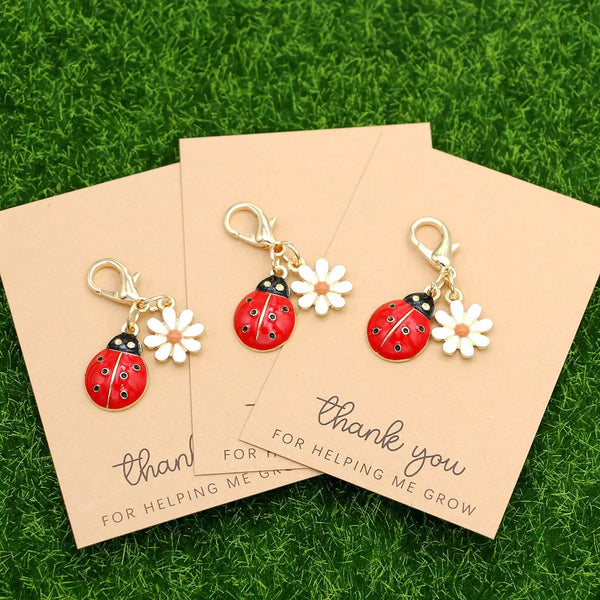 Cute Ladybug Daisy Keychain Charm