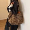 Vintage Leopard Print Canvas Tote Bag