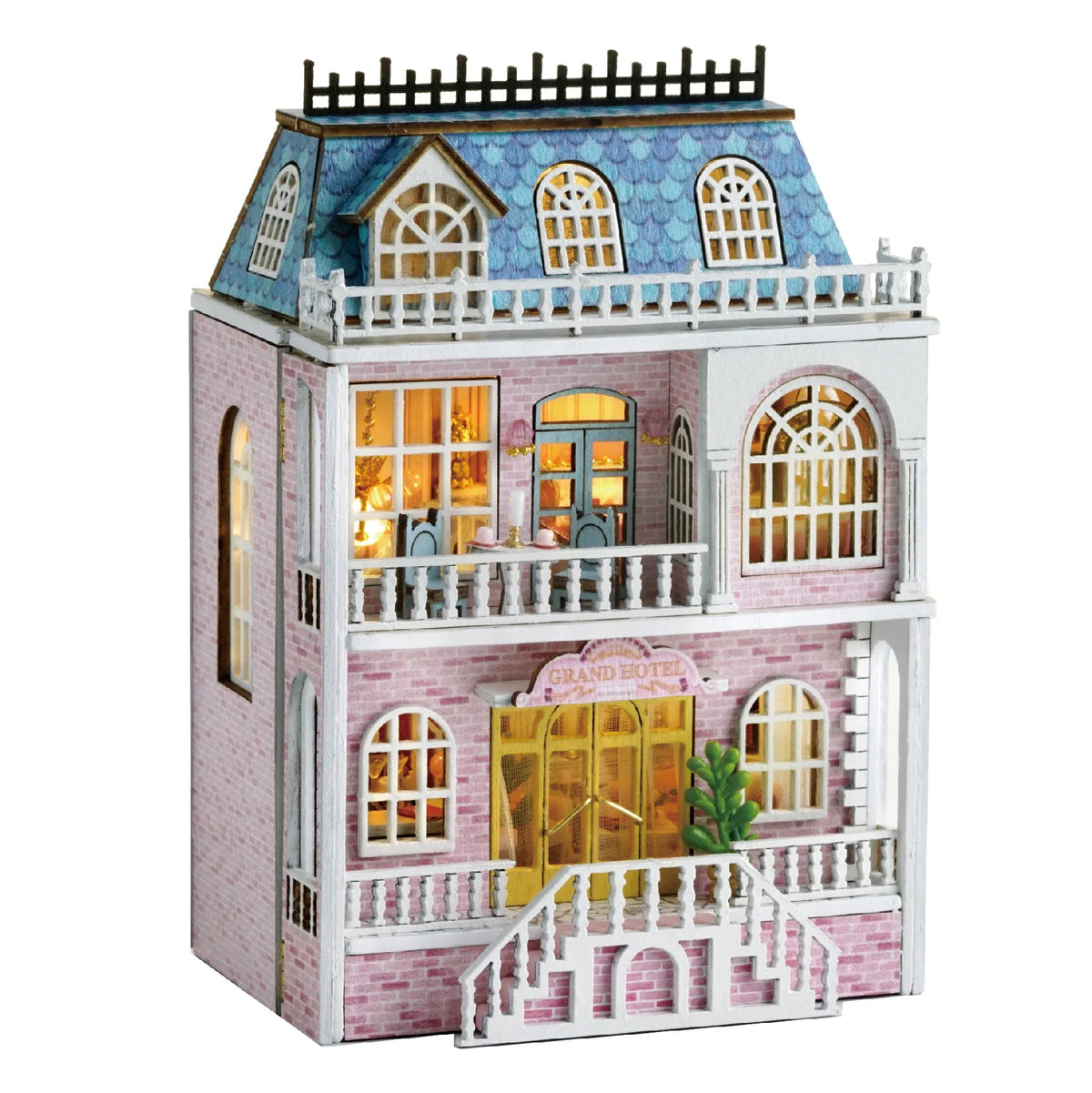 DIY Miniature Wooden Dollhouse Kit with Lighting