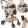 Foldable Pet Stroller with Detachable Carrier