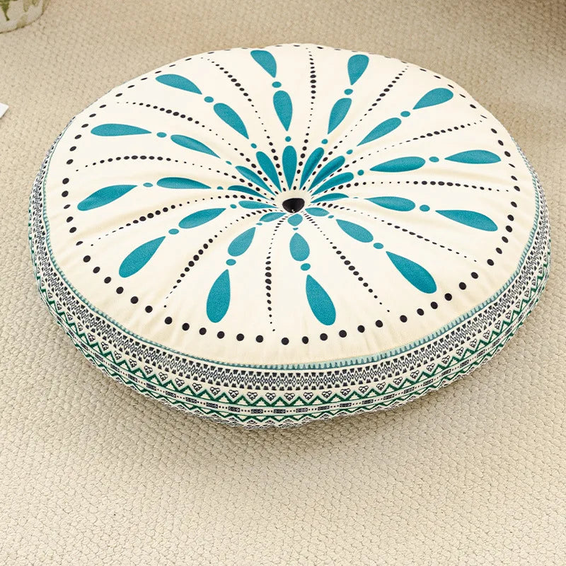 Bohemian Round Floor Cushion with Anti-Slip Base