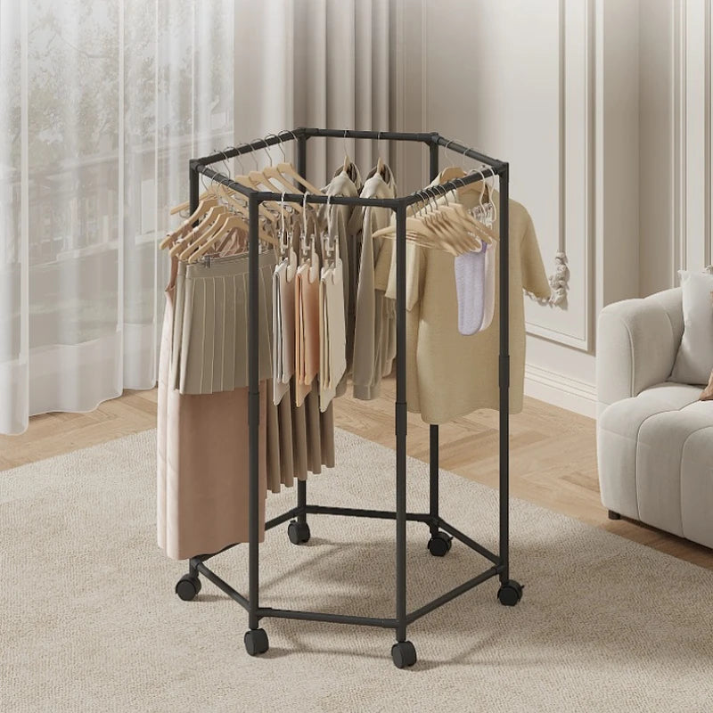 Hexagon Rotating Floor Clothes Rack