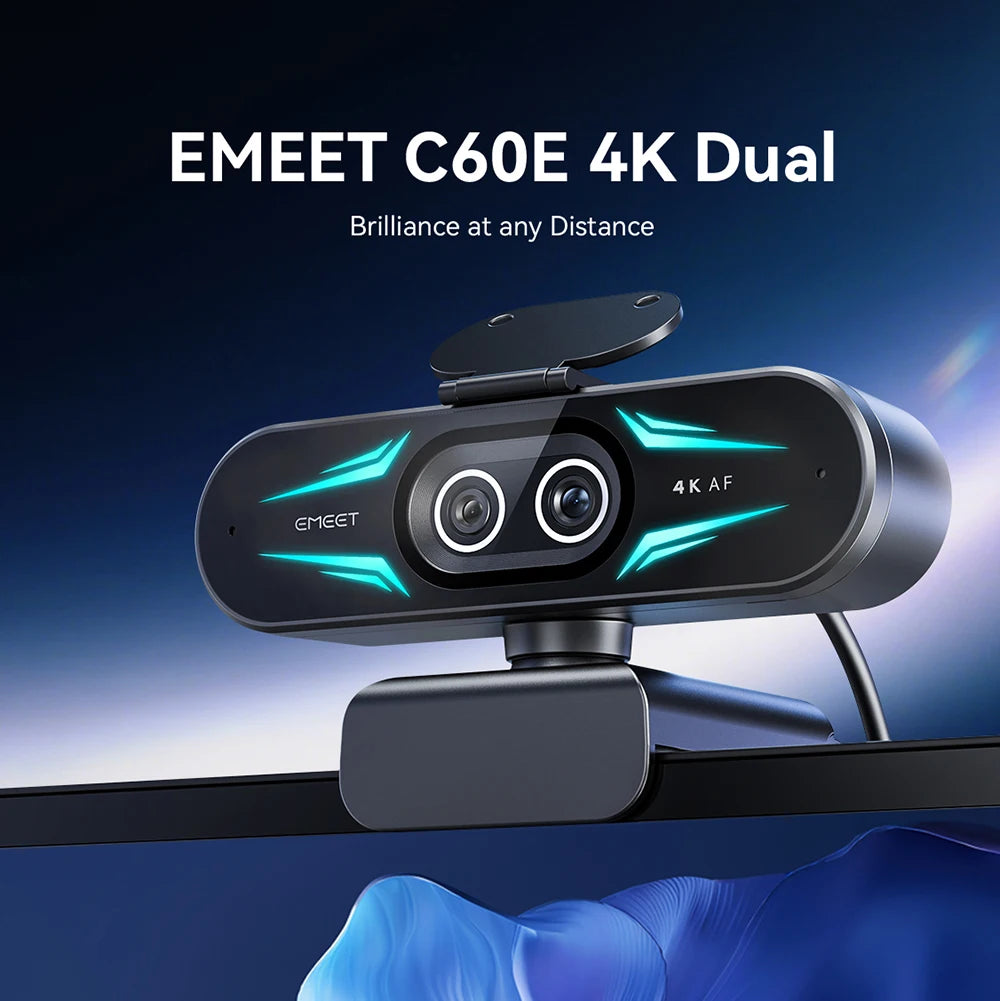 EMEET C60E 4K Dual-Camera Webcam with RGB Lighting