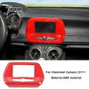 Red interior trim kit for Chevrolet Camaro featuring a custom panel and aftermarket exhaust tips.