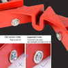 Comparison of old and upgraded rivets on a red 90 degree right angle clamp for DIY projects