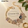 Leopard Cross & Black Beaded Bracelet with Sparkling Crystal Accents