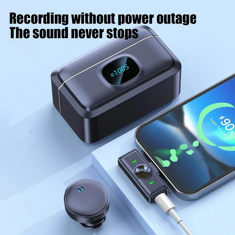 Wireless Lavalier Microphone with Magnetic Clip & Charging Case