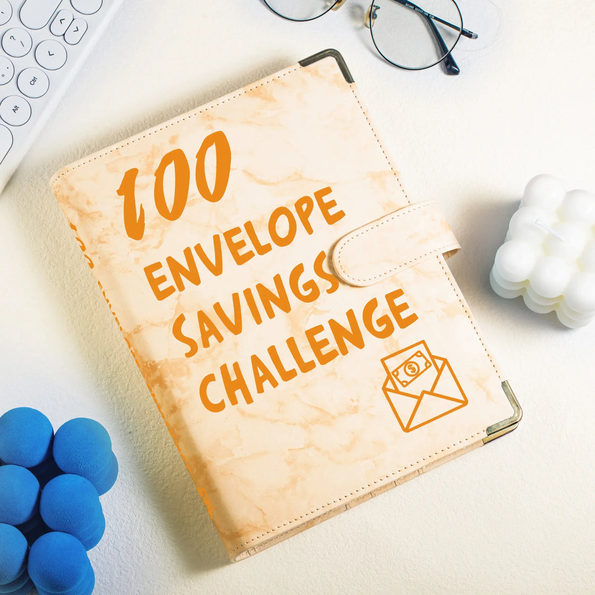 Marble A5 Savings Challenge Binder with 100 Cash Envelopes
