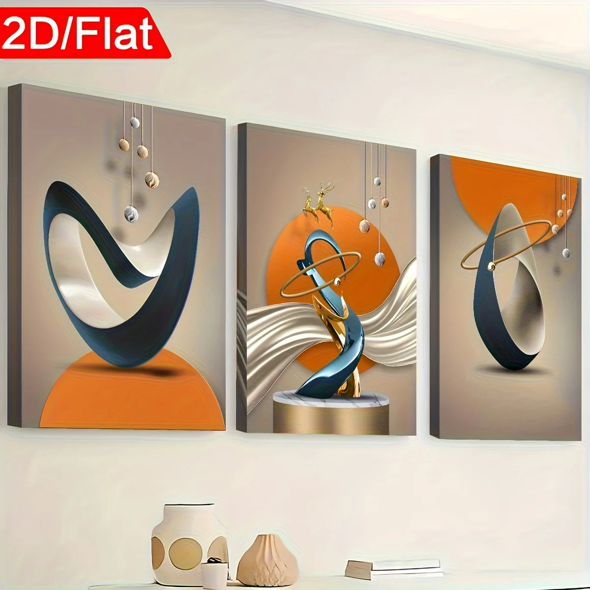 Abstract Framed Canvas Wall Art – Modern Light Luxury Decor