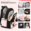 Multi-layer increased capacity pink and black backpack set with various compartments