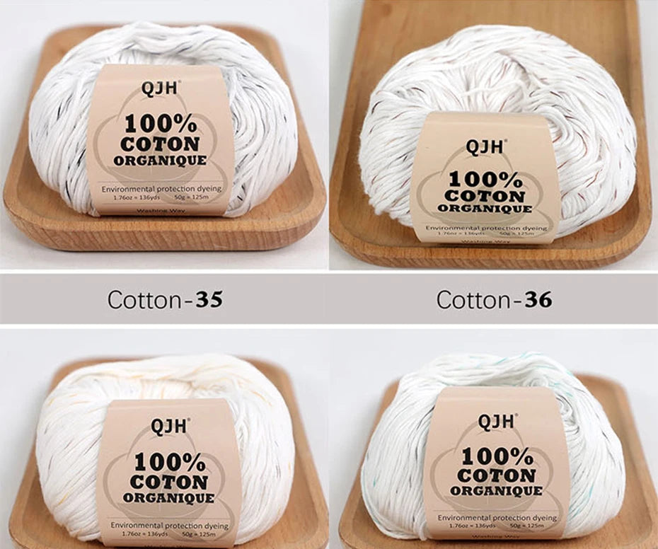 100% Organic Cotton Yarn for Knitting and Crocheting (2-Pack)