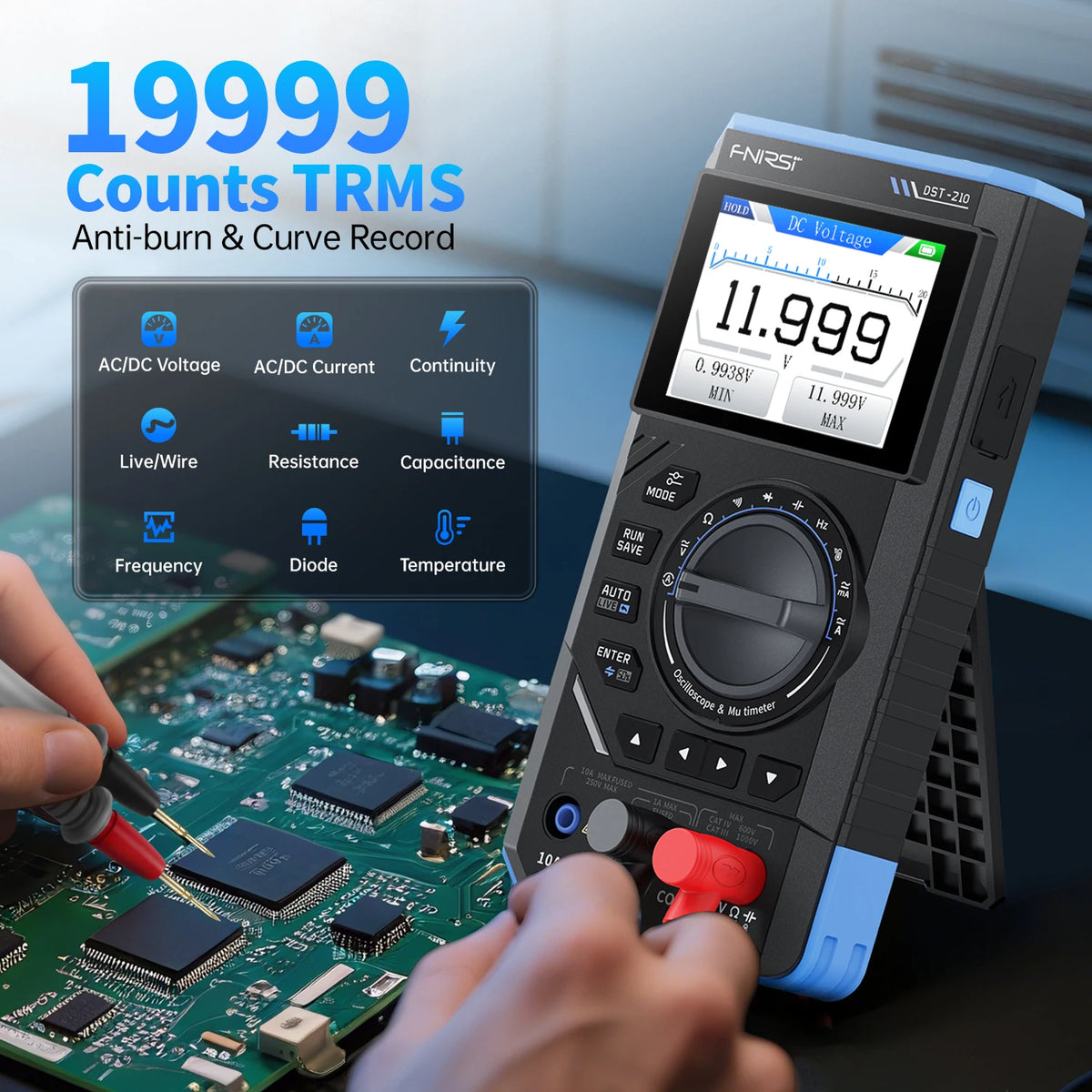 3-in-1 Digital Multimeter, Oscilloscope, and Signal Generator