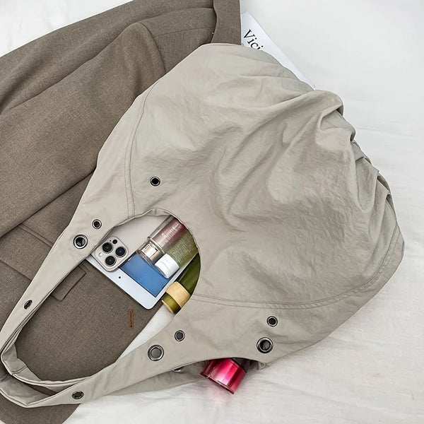 Nylon Tote Bag with Buckle Closure