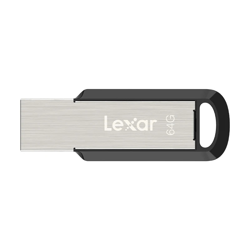 Silver Lexar M400 USB 3.2 flash drive with a black clip.