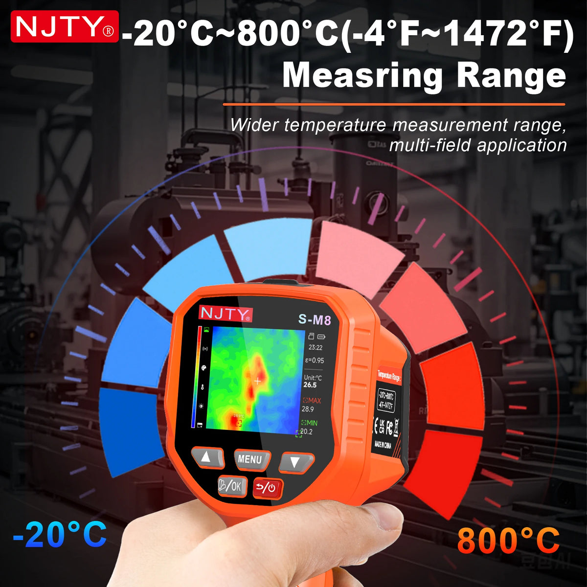 Handheld Infrared Thermal Imager with Dual-Light Fusion (Range -20°C to 800°C)