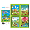 A set of eight pages from a Magic Water Book featuring colorful illustrations of nature and animals.