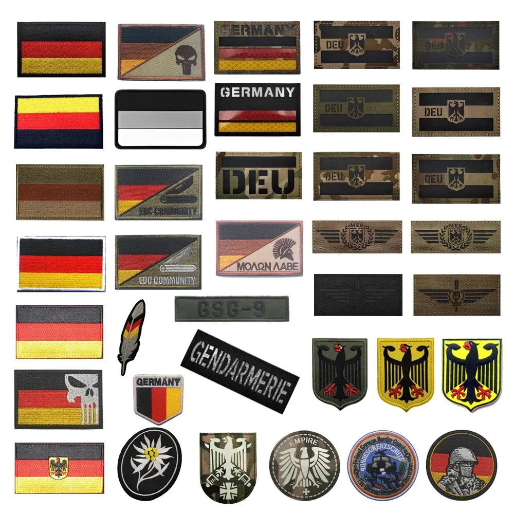 Luminous Reflective German Eagle Patch with Hook-and-Loop Backing