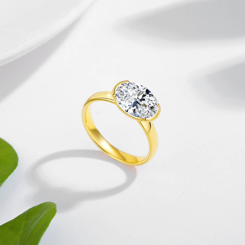 14K Gold Oval Moissanite Ring