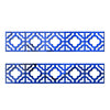 Blue acrylic mirror wall stickers featuring a repeating quatrefoil pattern for decorative borders and edges.