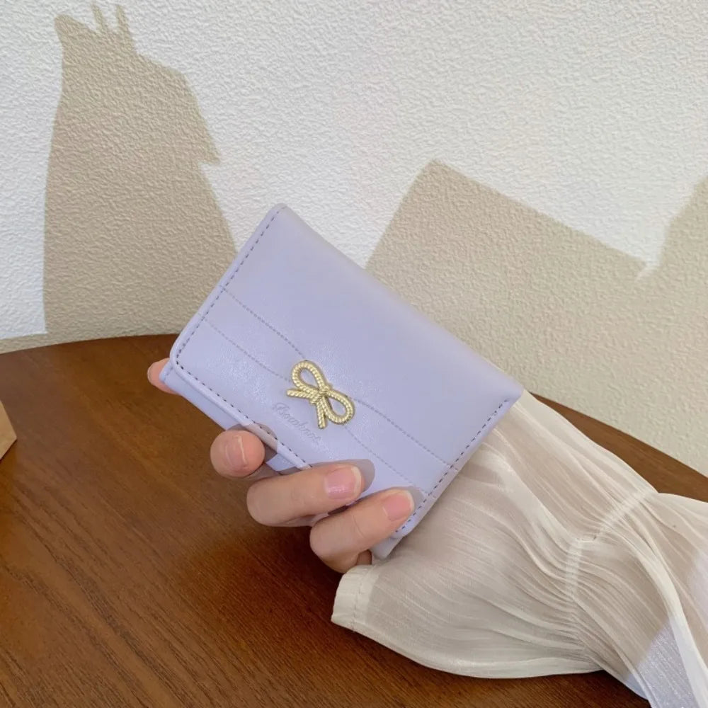 Compact Bow Tri-Fold Wallet with Multiple Card Slots
