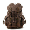 Canvas & Leather Travel Backpack – Waterproof, Large Capacity for School, Work & Hiking