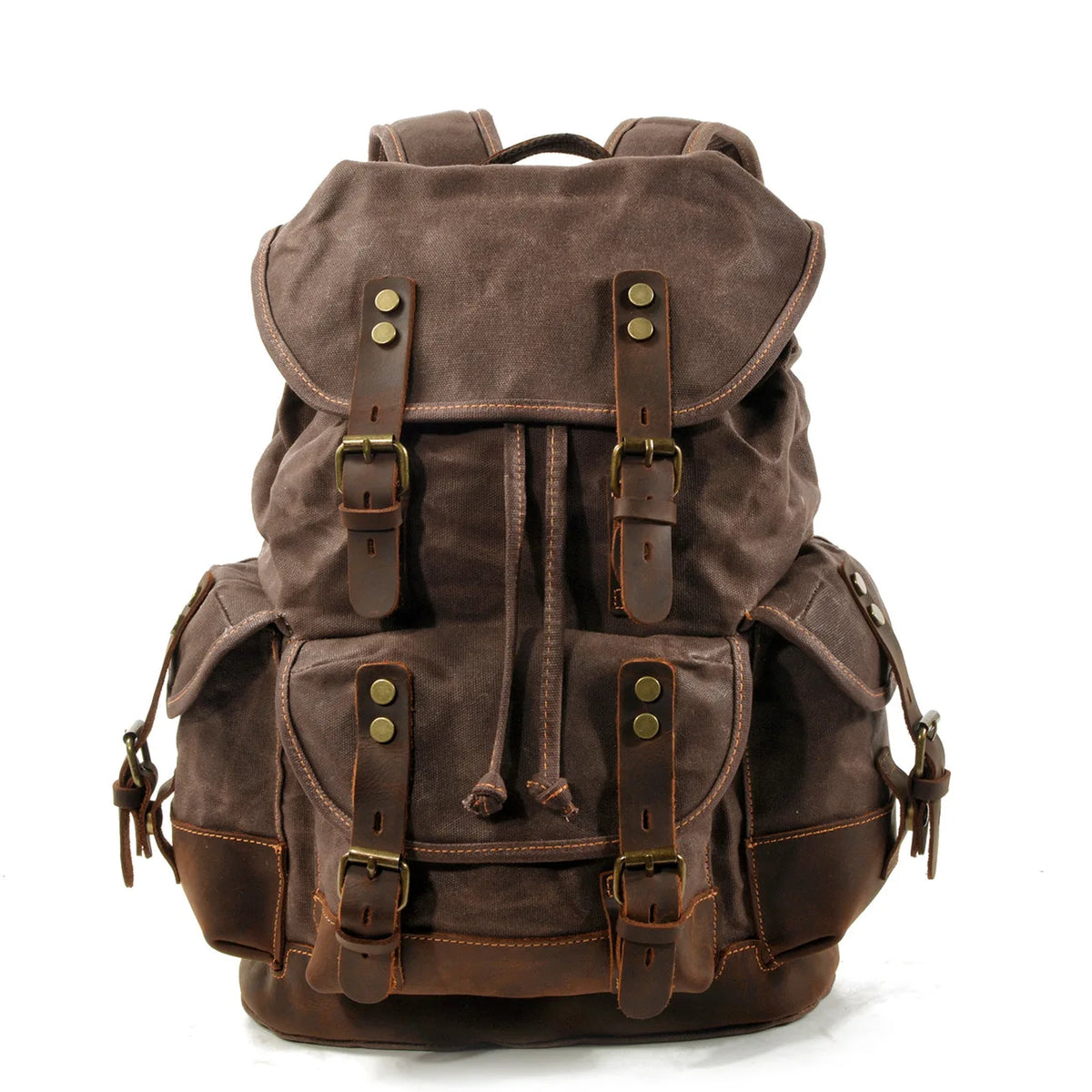 Canvas & Leather Travel Backpack – Waterproof, Large Capacity for School, Work & Hiking