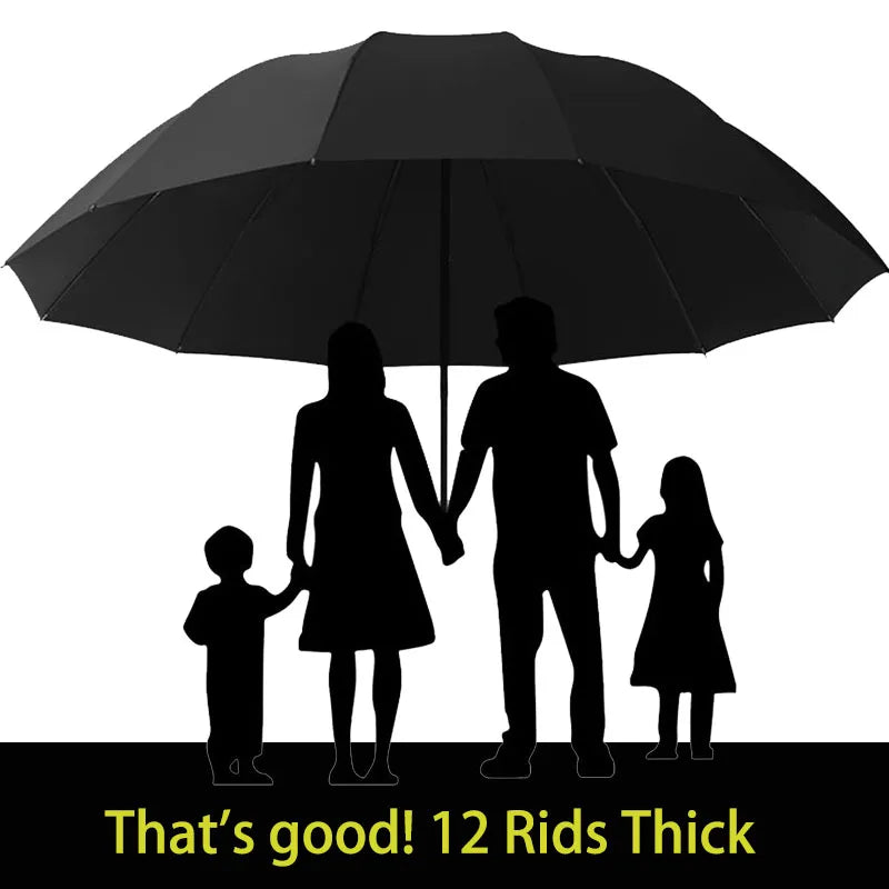 Large Manual Umbrella with Reinforced 12-Bone Frame