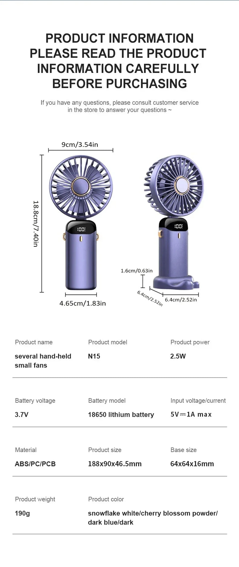 Portable Neck Fan with LED Display and Phone Stand