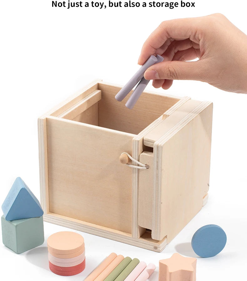 Montessori 4-in-1 Wooden Color Sorting & Shape Matching Box for Toddlers