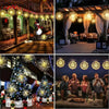 A display of USB-powered LED fairy lights with eight different modes illuminating a festive scene.