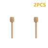 Two natural wood honey dipper sticks shown side by side.