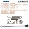 KTM side stand kit featuring a metal rod and spring components for motorcycles.