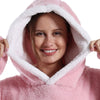 Oversized Wearable Fleece Blanket Hoodie with Sleeves