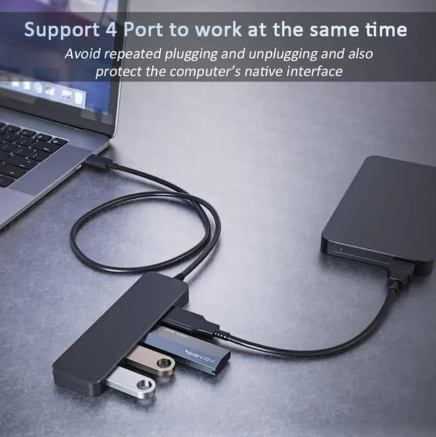 4-Port USB 3.0 Hub for Laptops and Desktops