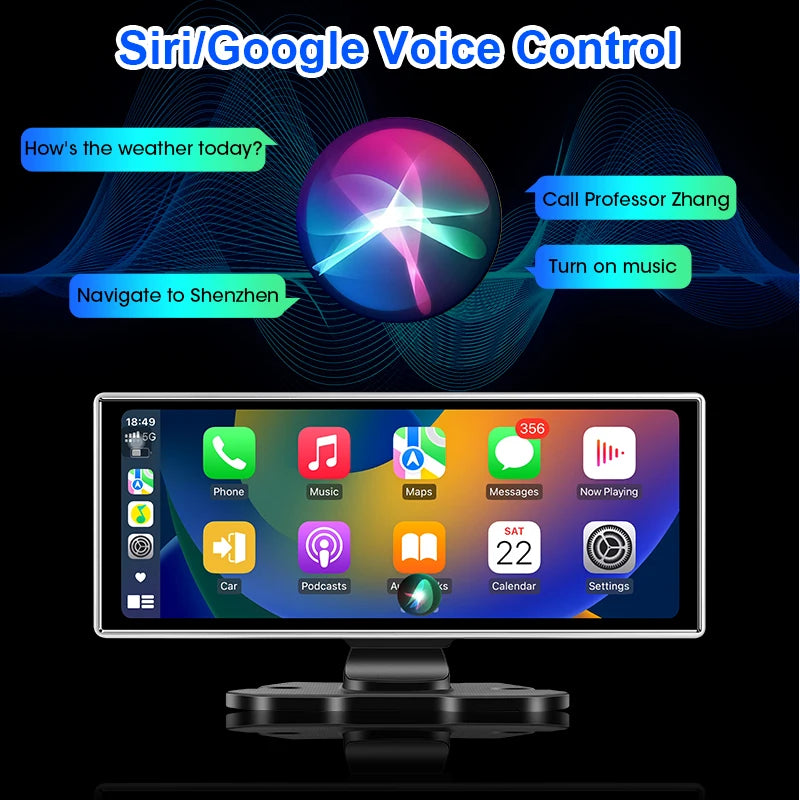 12-Inch Rearview Mirror Dash Cam with Wireless CarPlay & GPS