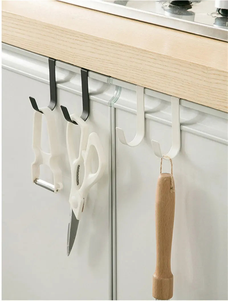 Stainless Steel Over-the-Door Hooks for Kitchen and Bathroom Storage