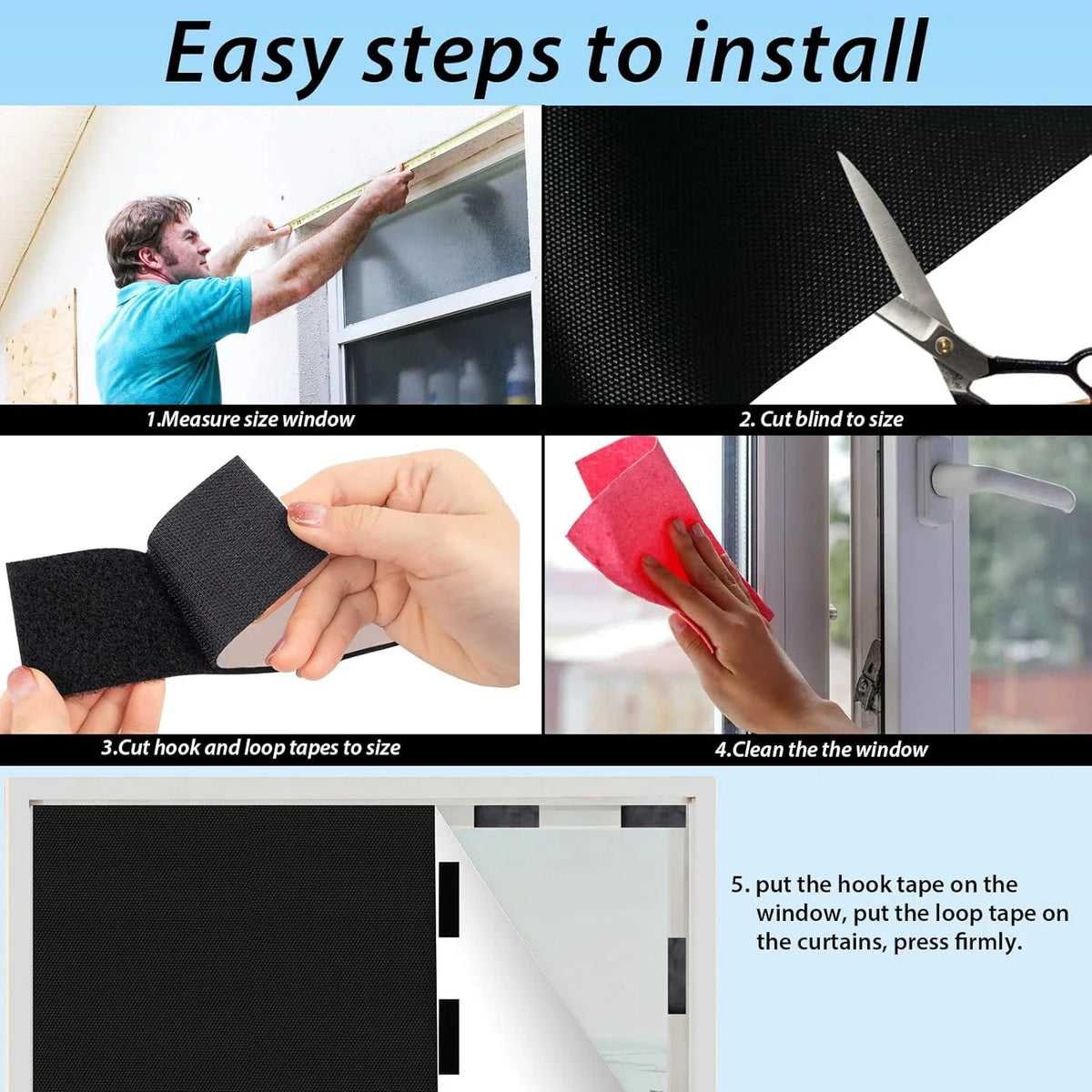 No-Drill Self-Adhesive Blackout Curtain